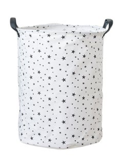 Buy Star Printed Folding Storage Basket White/Black 40x50centimeter in Saudi Arabia