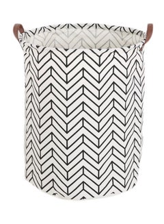 Buy Geometric Printed Rounded Storage Basket White/Black 40x50centimeter in Saudi Arabia