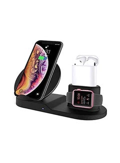 Buy 3-In-1 Charging Stand Qi Fast Wireless Station Black in UAE