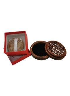 Buy 2-Piece Incense Burner With Oud Incense Roll Set Brown 9x3cm in UAE