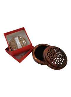 Buy 2-Piece Incense Burner With Oud Incense Roll Set Brown 9x3centimeter in UAE