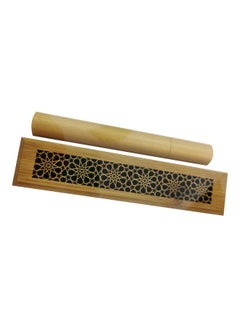 Buy 2-Piece EZIBH22 Wooden Incense Stick Holder And Ash Catcher Set Brown 15x6centimeter in UAE