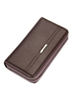Buy PU Leather Large Wallet Card Holder Brown in Saudi Arabia