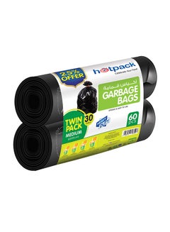 Buy Twin Pack 60-Piece Garbage Bags 30 Gallon Black 65x95cm in Saudi Arabia