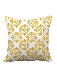 Buy Printed Cushion Cover White/Yellow 45 x 45cm in UAE