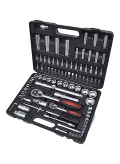 اشتري 94-Piece Drive Socket Bit Set With Ratchet Tool Set Silver/Black/Red في السعودية