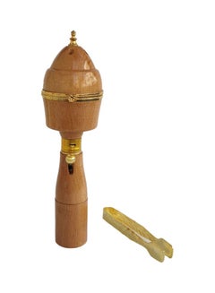 Buy Portable Arabic Wooden Bakhoor Burner Light Brown/Gold 6.8x6.8x22.5centimeter in Saudi Arabia