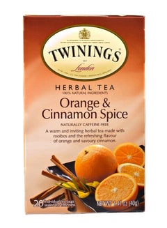 Buy Orange And Cinnamon Spice Naturally Herbal Tea 1.41ounce Pack of 20 in UAE