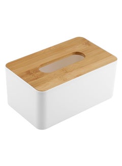 Buy Rectangle Shape Tissue Box Holder Organizer White/Beige 9.8 x 21centimeter in Egypt