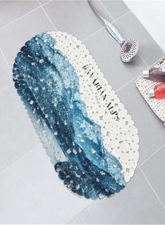 Buy Anti-Skid Quick Dry Bathroom Mat Blue/White 35 x 69cm in Saudi Arabia