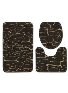 Buy 3-Piece Anti Skid Toilet Mat Set Brown/Gold One Size in UAE