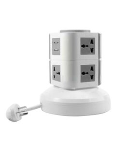 Buy 2-Layer Multi Plug Tower With USB Port White 5-Way in UAE