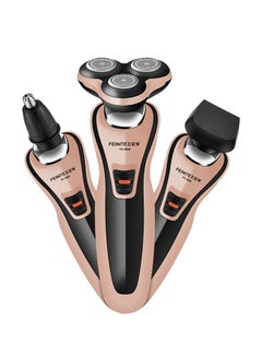 Buy 3-In-1 Rechargeable Portable Electric Beard Razor Set Gold/Black in UAE