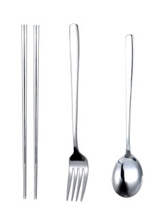 Buy 4-Piece Portable Flatware Set Silver in UAE