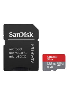 Buy Sandisk Ultra MicroSDXC UHS-I  128GB Card with Adaptor Speed Upto 100MB/S Red/Grey in UAE