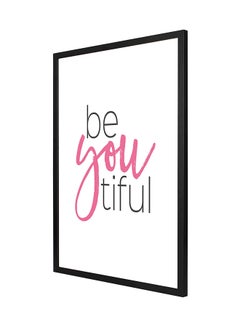 اشتري لوحة فنية بإطار لديكور الحائط بتصميم عبارة "Beyoutiful" أبيض/وردي/أسود 53 x 73سم في السعودية