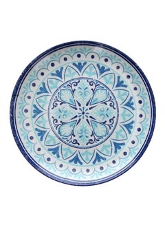 Buy Melamine Round Tray Blue/White 30cm in UAE