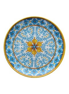 Buy Melamine Round Tray Blue/Yellow 45cm in UAE