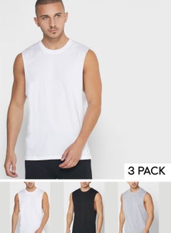 Buy Set of 3 Basic Vest Multicolour in UAE