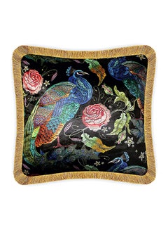 Buy Peafowl And Roses Cushion Cover Multicolour 45 x 45centimeter in UAE