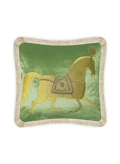اشتري Velvet Horse Embroidered Cushion Cover أخضر/ فضي 45 x 45سنتيمتر في الامارات