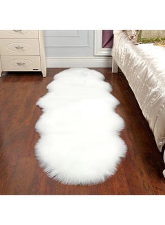 Buy Modern Silky Faux Soft Sheepskin Floor Mat White 60 x 90cm in Saudi Arabia