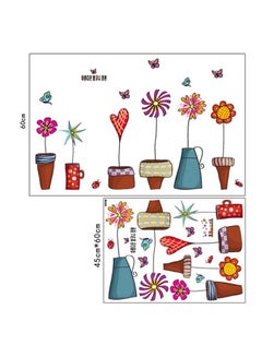 Buy Flower Plants Wall Stickers Multicolour 45x60cm in Saudi Arabia