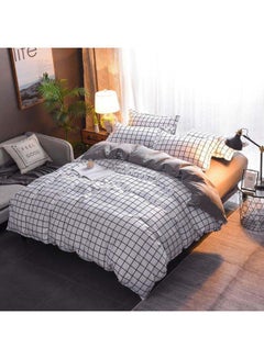 Buy 4-Piece European Style Luxury Jacquard Bedding Set Polyester Grey/Black in UAE