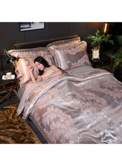 Buy Luxury Jacquard Duvet Cover Set polyester Grey 2meter in Saudi Arabia