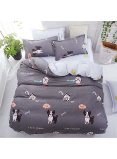 Buy 4-Piece European Style Luxury Jacquard Single Bedding Set Polyester Grey in Saudi Arabia