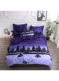 Buy 4-Piece European Style Luxury Jacquard Single Bedding Set Polyester Blue in Saudi Arabia