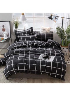 Buy 4-Piece Munger Duvet Cover Set Polyester Black in Saudi Arabia