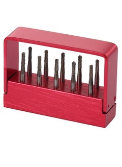 Buy 10-Piece High Speed Dental Tungsten Bur Set Silver/Black/Red in UAE