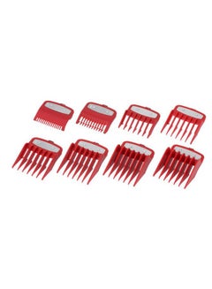 Buy 8-Piece Professional Hair Clipper Guide Comb Set Red/Silver in UAE