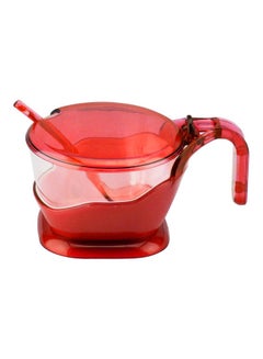 Buy Sugar Bowl With Lid And Spoon Red 42centimeter in UAE