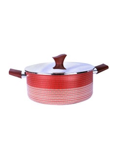 Buy Mondial Stainless Steel Cooking Pot With Lid Red/Silver/Brown 22centimeter in Saudi Arabia