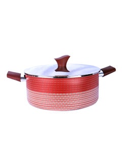 Buy Mondial Cooking Pot With Lid Red/Silver/Black 30centimeter in Saudi Arabia