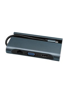 اشتري Combo Converter From Type C To HDMI VGA USB Lan With Holder Blue/Black في مصر