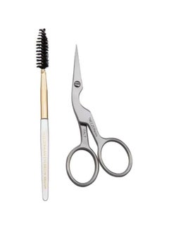 Buy 2-Piece Studio Collection Brow Shaping Scissors And Brush Set Silver/Black in UAE