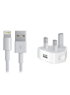 Buy Lightning Data Sync And Charging Cable With Adapter White/Silver in UAE