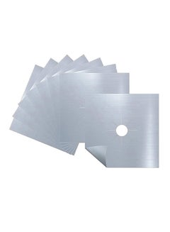 Buy 8-Piece Gas Stove Burner Cover Silver 25 x 25centimeter in UAE