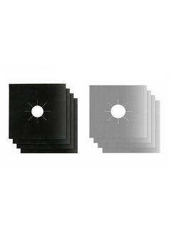 Buy 8-Piece Gas Stove Burner Cover Black/Silver 25 x 25centimeter in UAE