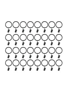 Buy 32-Piece Drapery Curtain Holder With Clips Black in Saudi Arabia