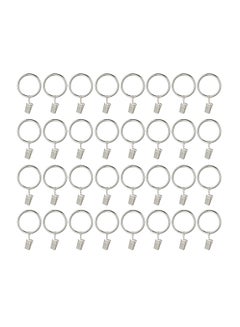 Buy 32-Piece Drapery Curtain Holder With Clips Silver 43 x 70mm in Saudi Arabia