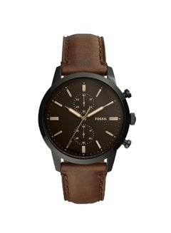 Buy Men's Leather Chronograph Wrist Watch FS5437 - 41 mm - Brown in Egypt