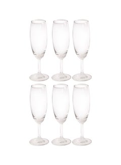 Buy 6-Piece Classic Flute Champagne Glass Set Clear 185ml in UAE