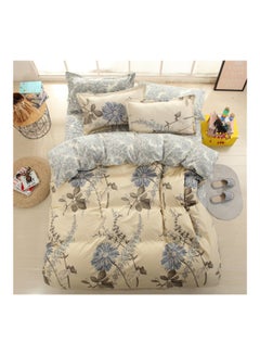 Buy 3-Piece Printed Duvet Cover Set Polyester Beige/Grey in Saudi Arabia