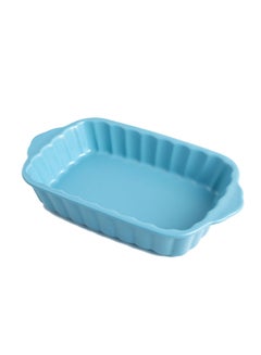 Buy Rectangle Chrysanthemum Ceramic Tray Blue 10inch in UAE