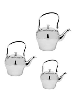 Buy 3-Piece Tea Kettle Set Chrome in Saudi Arabia