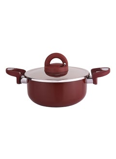 Buy Cooking Pot With Steel Lid Non Stick Wine Red 20cm in Saudi Arabia